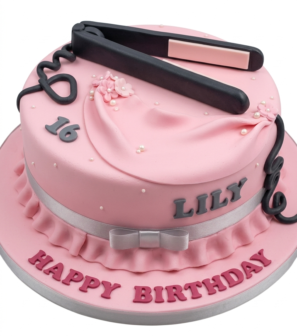 Hairdresser Theme Birthday Cake with Custom Age