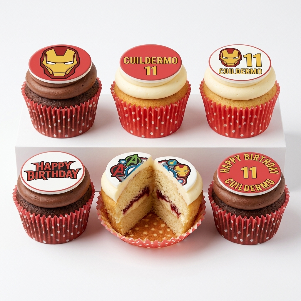 Marvel Avengers Birthday Cupcakes with Custom Toppers