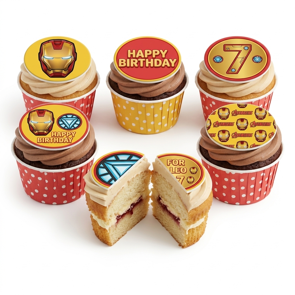 Avengers Birthday Cupcakes with Custom Age Toppers