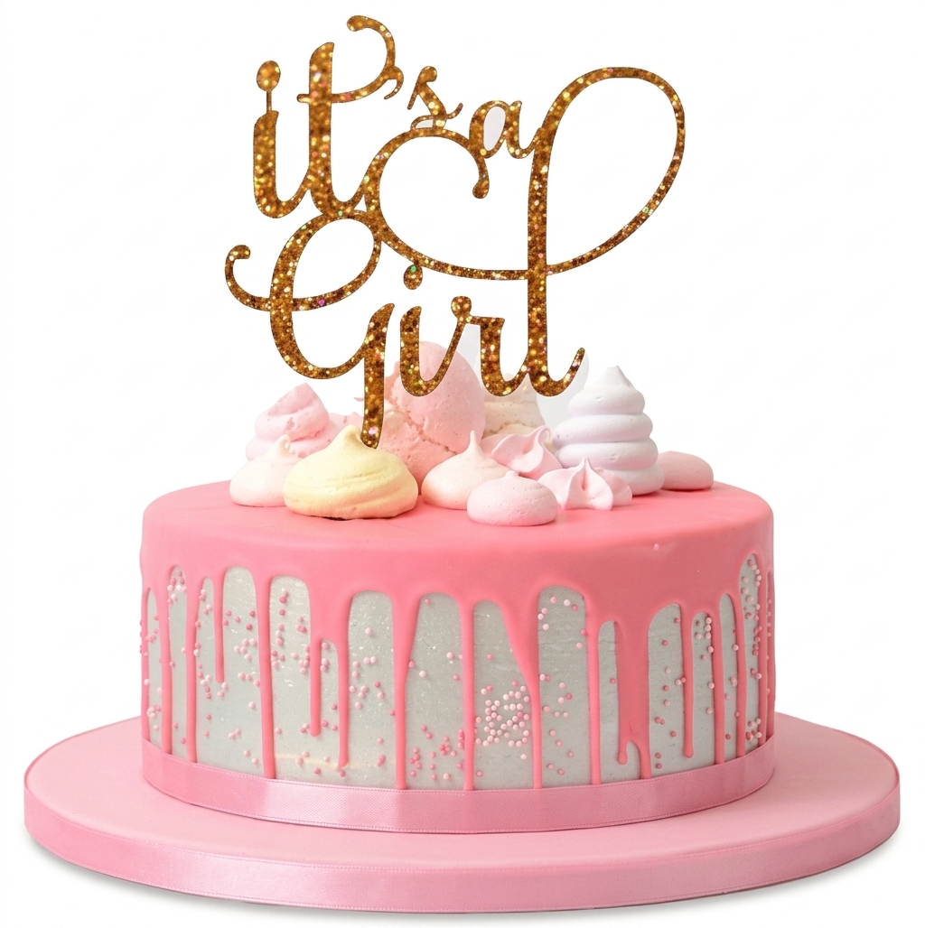 It's a Girl Pink Drip Baby Shower Cake