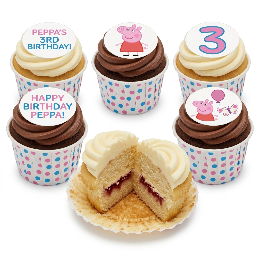 Peppa Pig Birthday Cupcakes with Custom Age