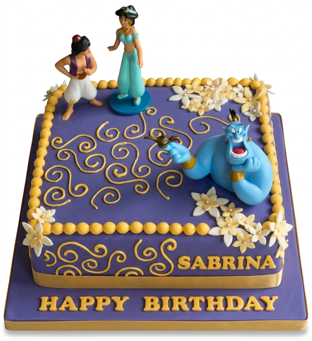 Aladdin & Princess Jasmine Theme Birthday Cake