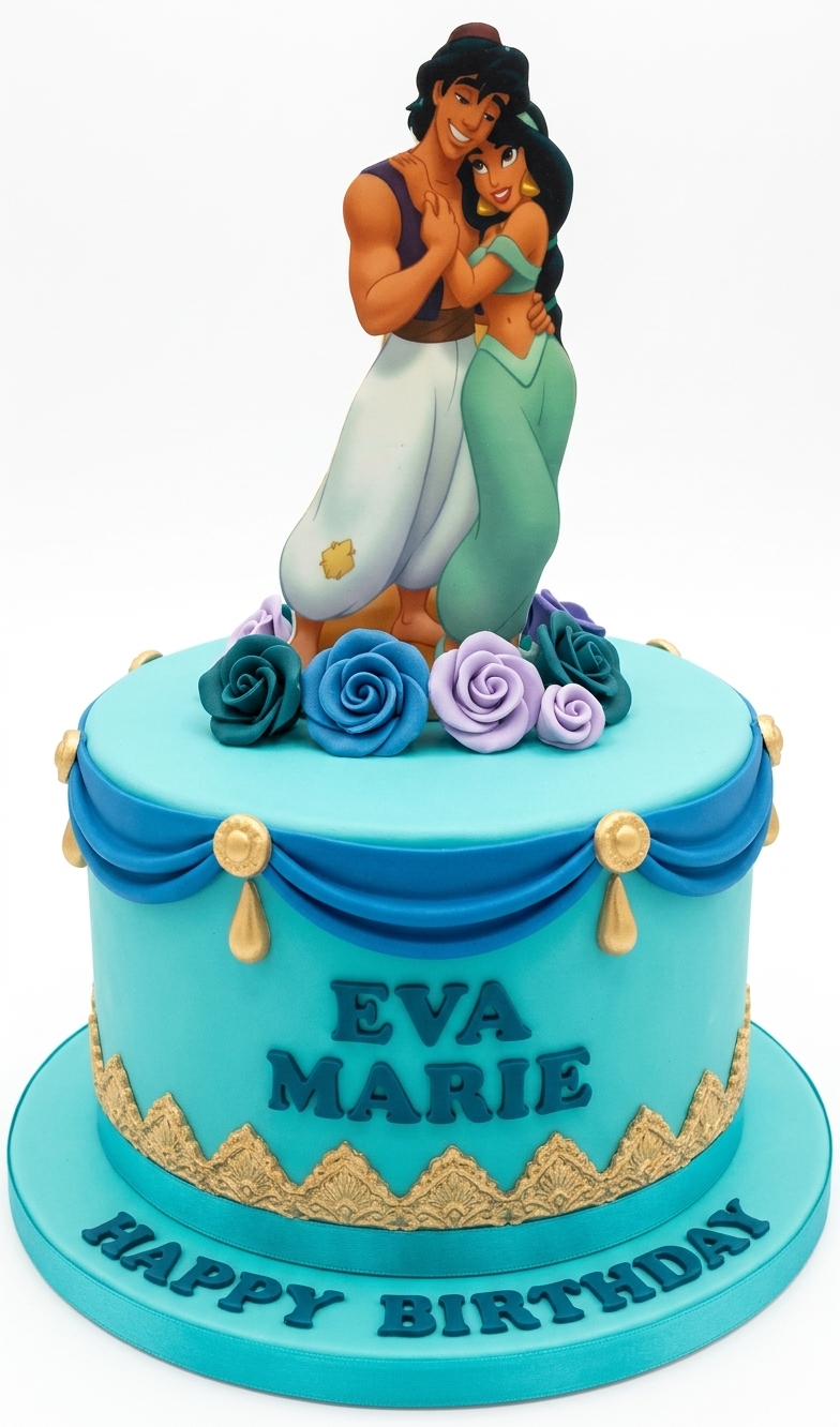 Aladdin and Jasmine Disney Princess Birthday Cake