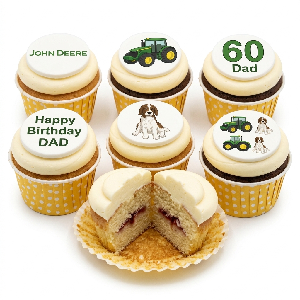 Tractor & Dog Theme Birthday Cupcakes for Him