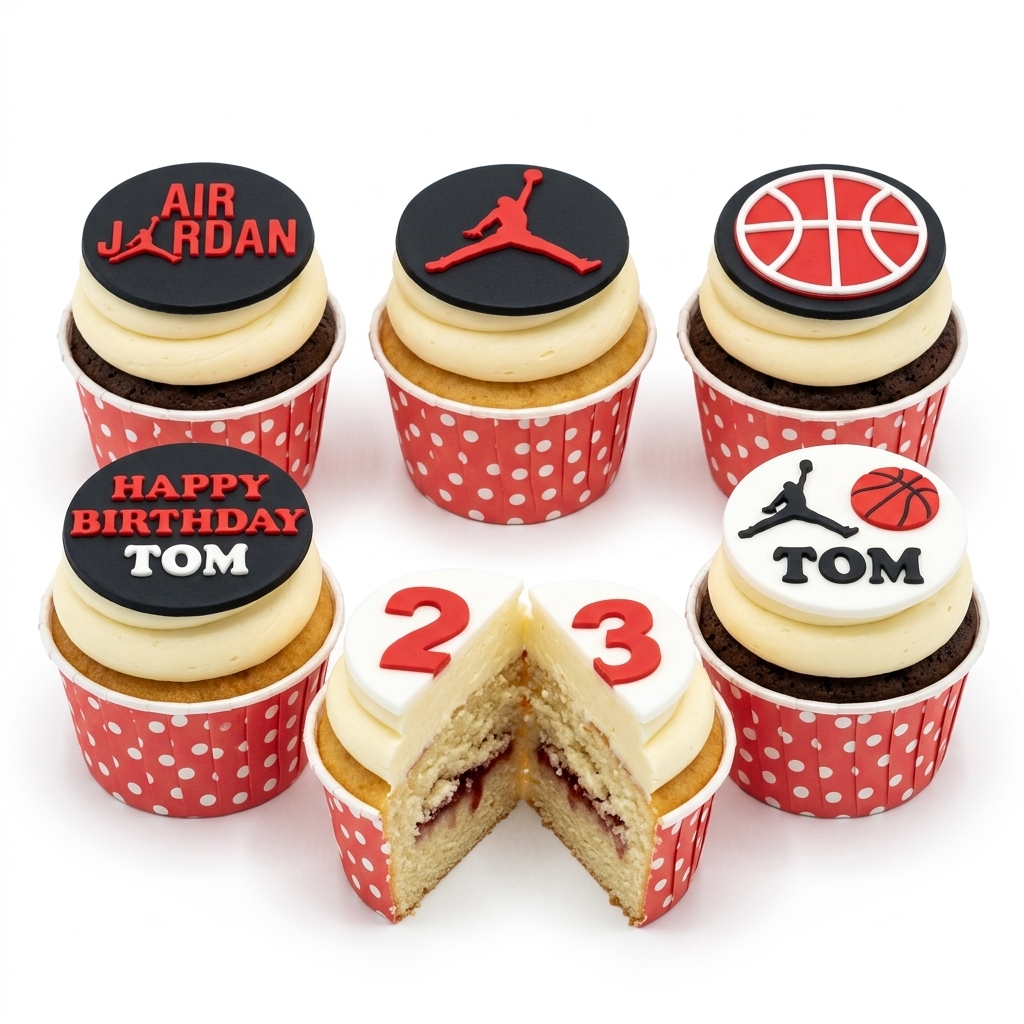Jordan Theme Birthday Cupcakes with Custom Age