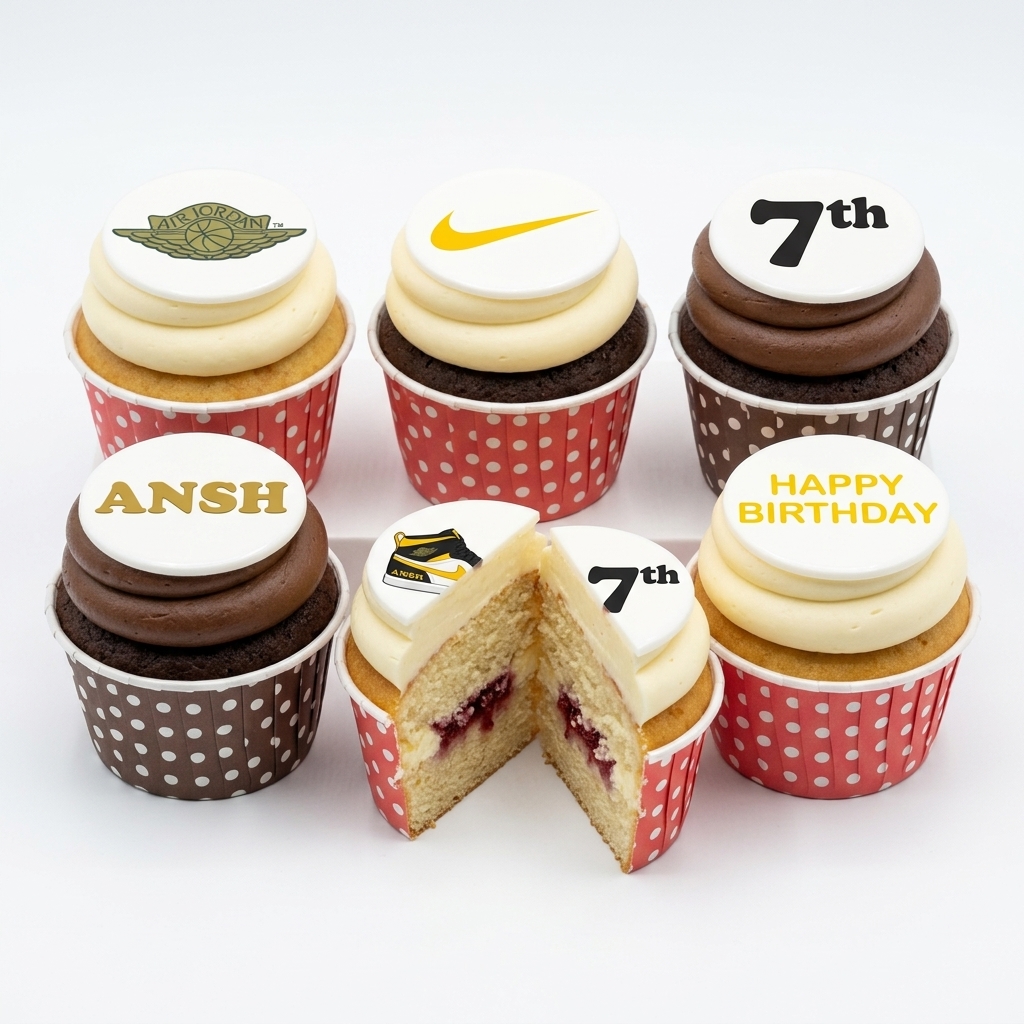 Sneaker Theme Birthday Cupcakes with Custom Toppers