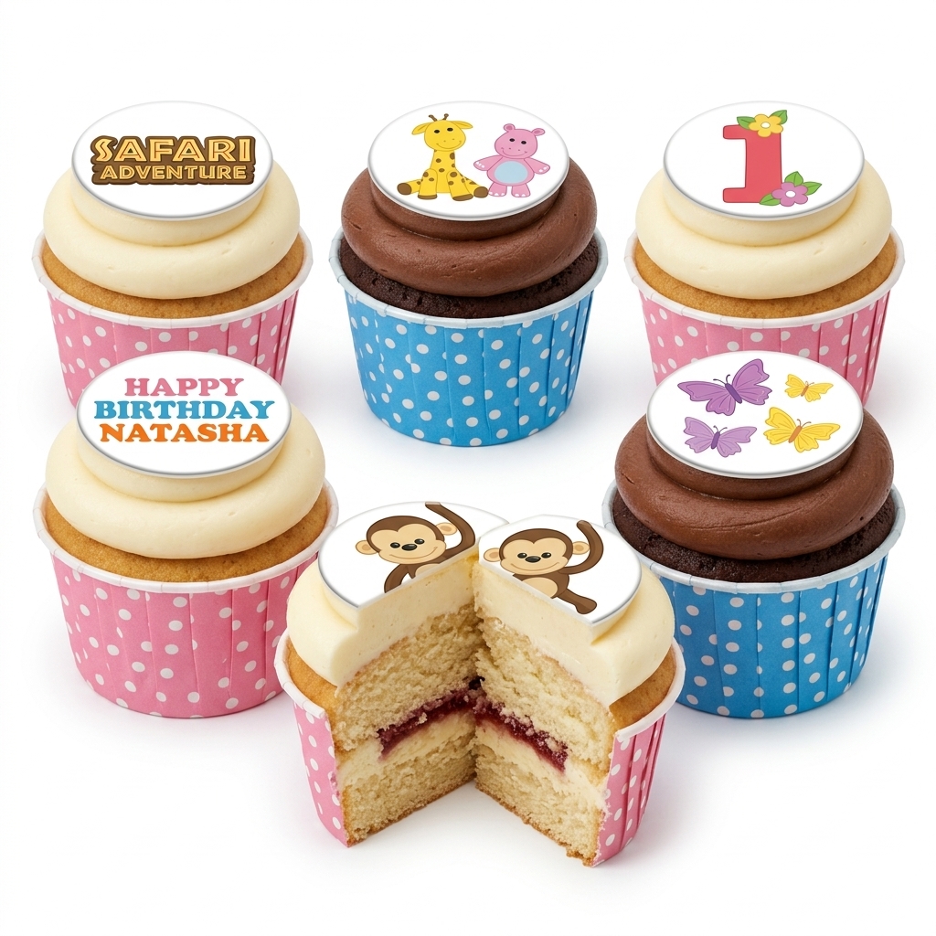 Safari Animals 1st Birthday Cupcakes