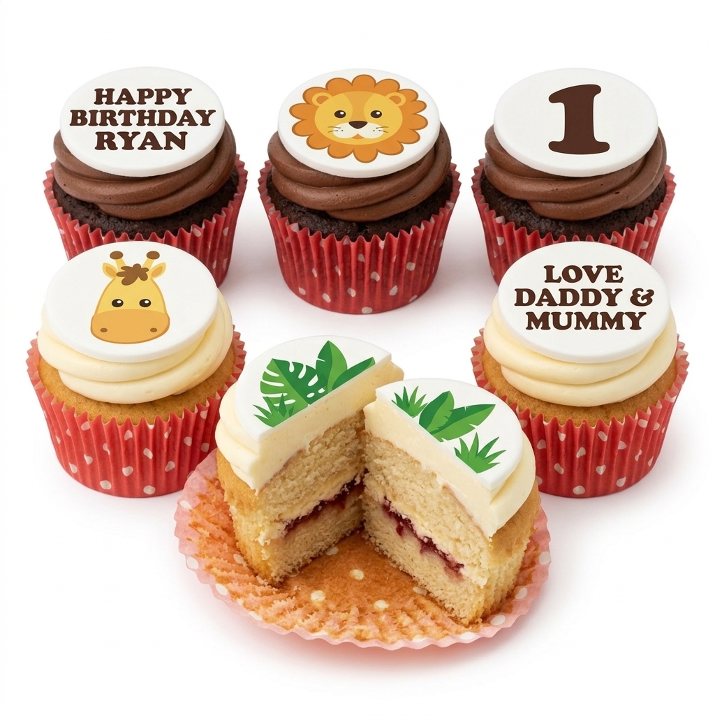 Jungle Safari Animal Birthday Cupcakes