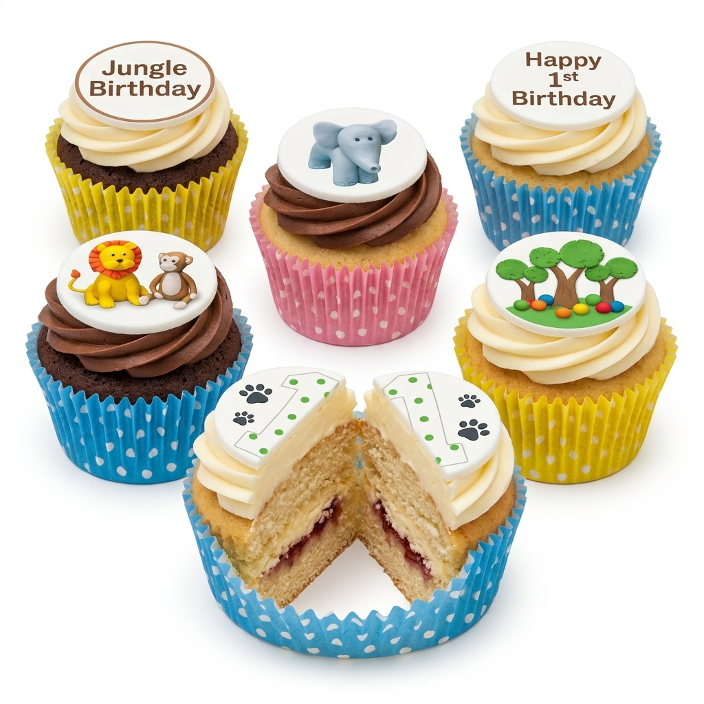 Jungle Theme 1st Birthday Cupcakes