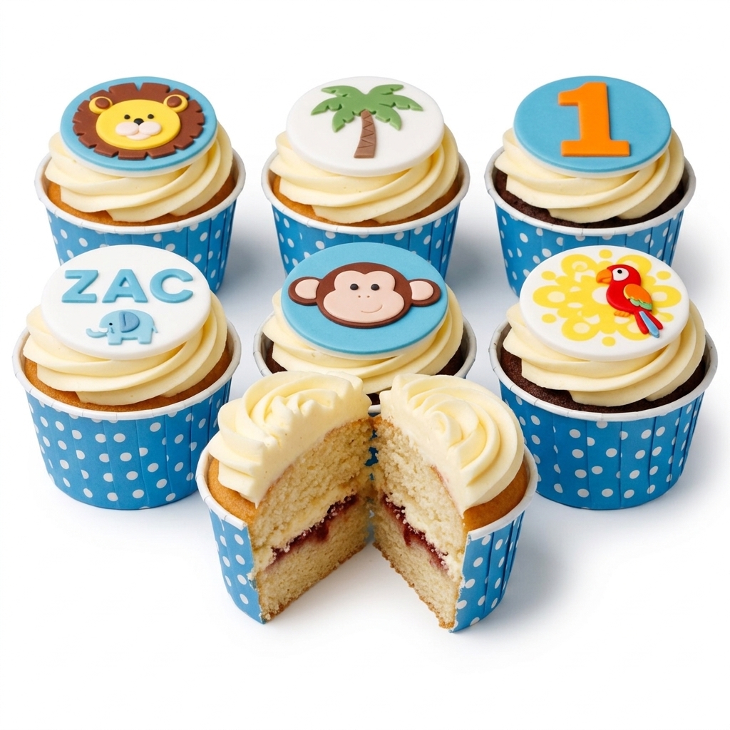 Jungle Safari Animal Birthday Cupcakes