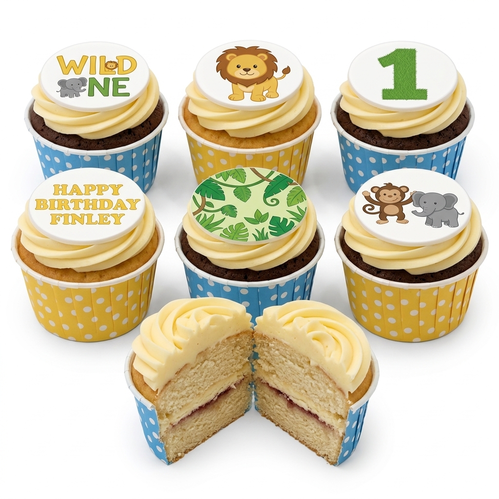 Jungle 1st Birthday Cupcakes for Boys