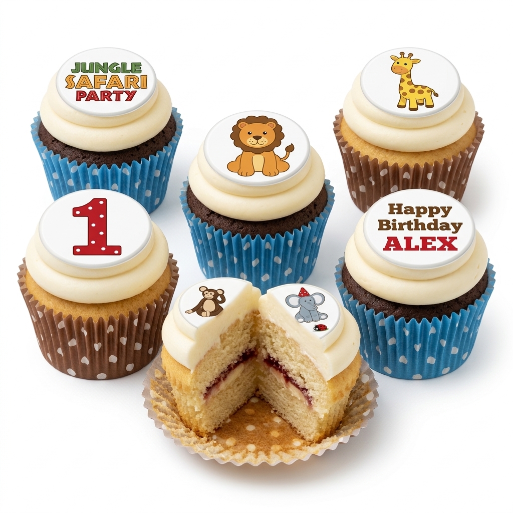 Jungle Safari Animal Birthday Cupcakes
