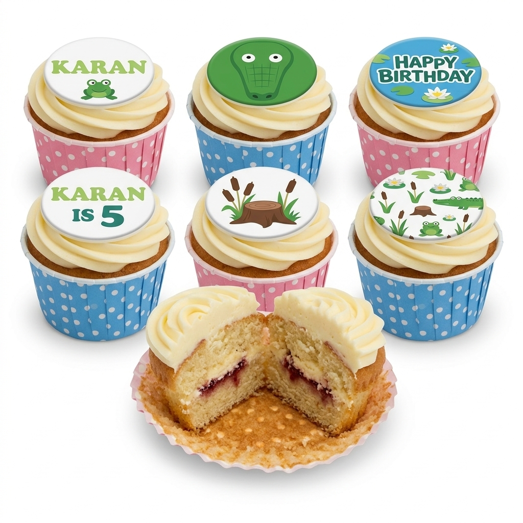 Jungle Animal Birthday Cupcakes with Custom Toppers