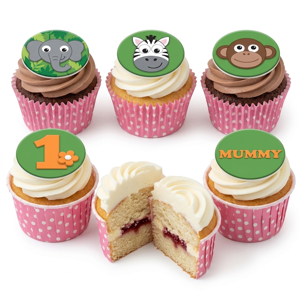 Jungle Animal Birthday Cupcakes