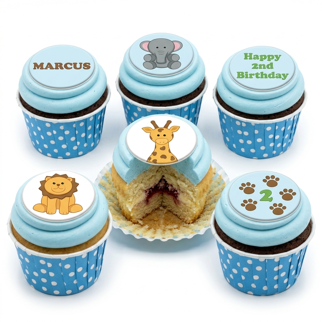Jungle Animal Birthday Cupcakes for Boys
