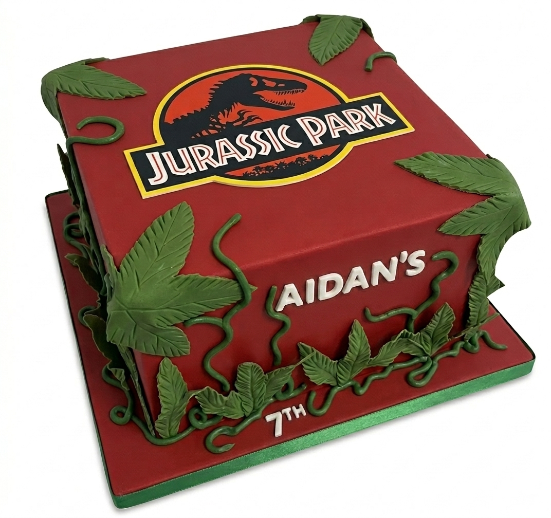 Jurassic Park Birthday Cake with Custom Name & Age