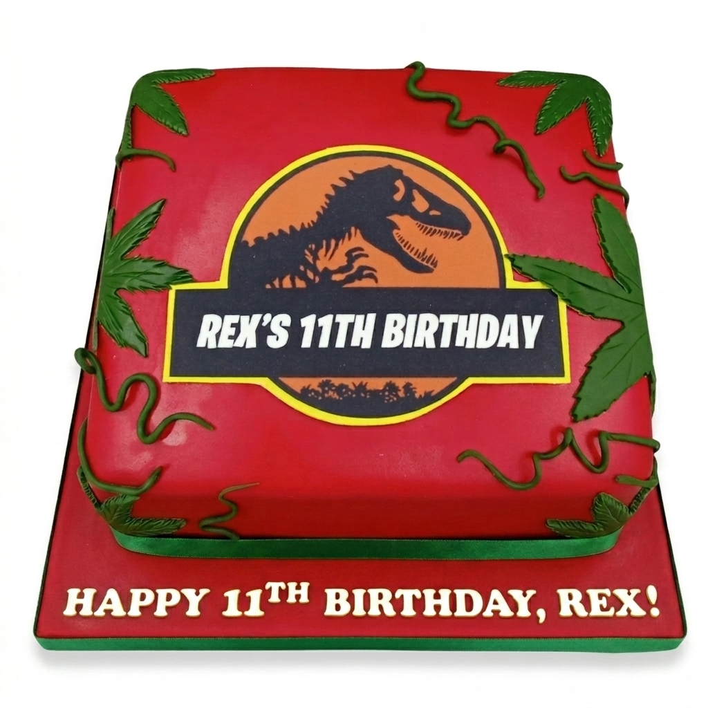 Dinosaur Theme Birthday Cake with Custom Age