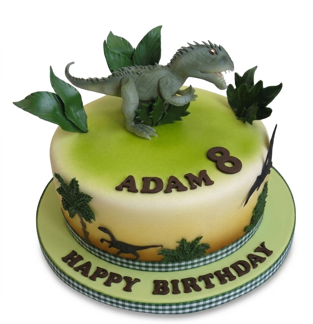 Dinosaur Birthday Cake with Custom Age Topper
