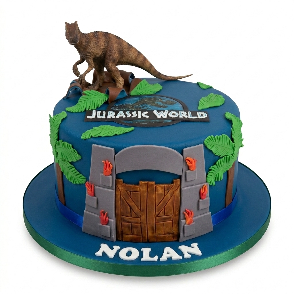 Jurassic World Dinosaur Birthday Cake with Custom Name