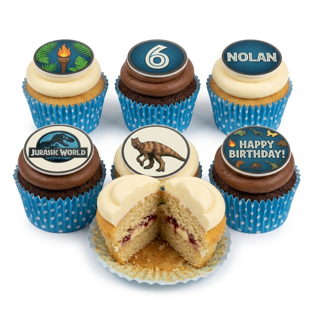 Jurassic World Birthday Cupcakes - Custom Age & Name