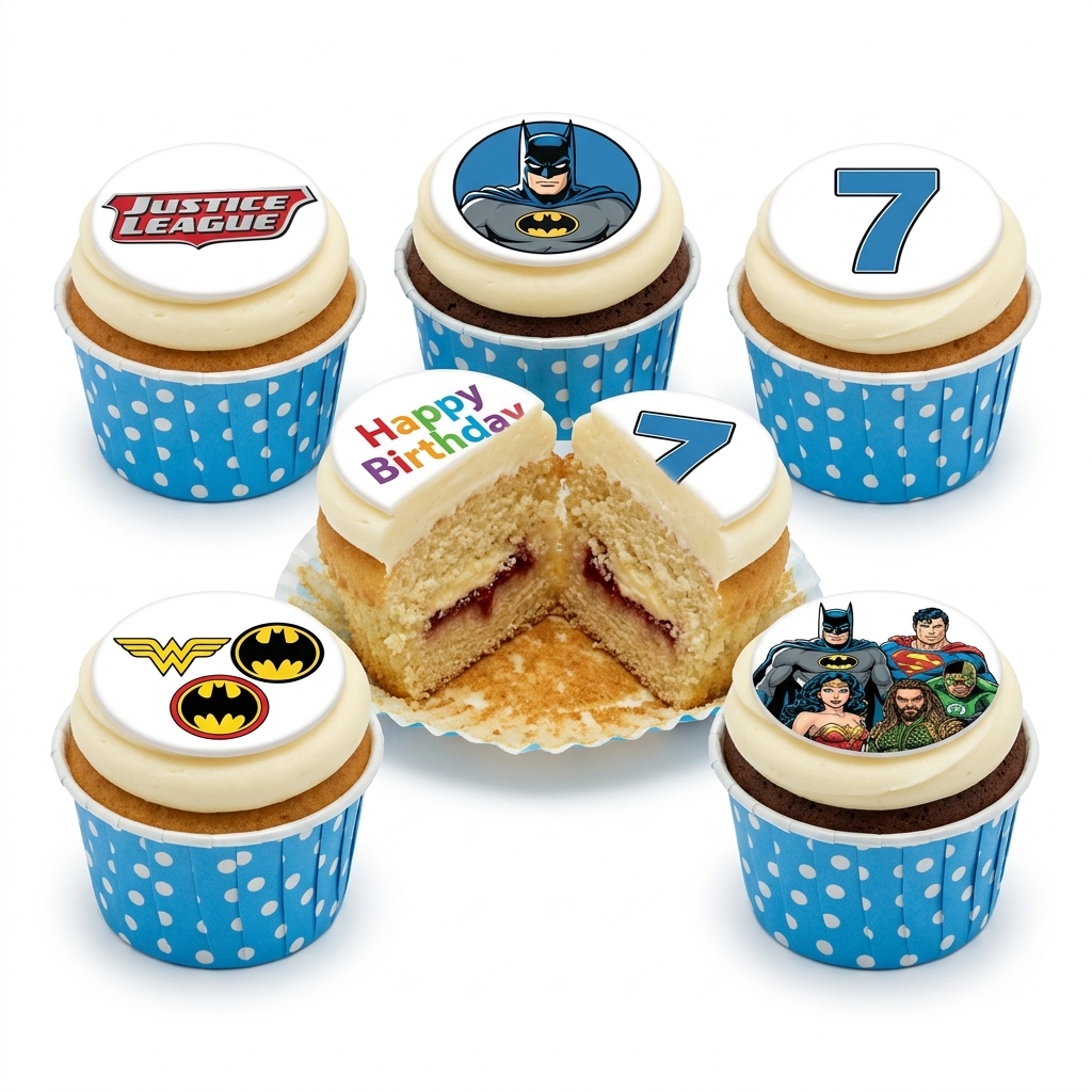 Justice League Superhero Birthday Cupcakes