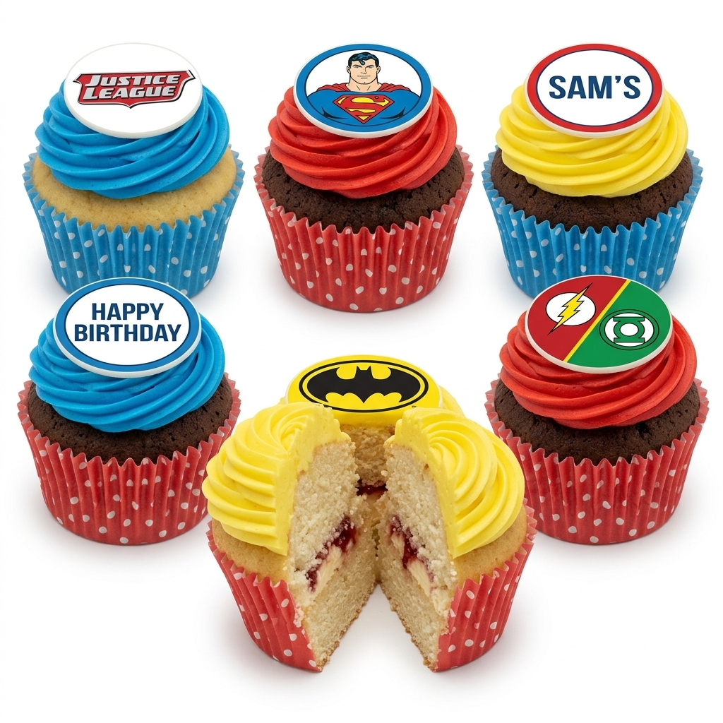 Justice League Superhero Birthday Cupcakes