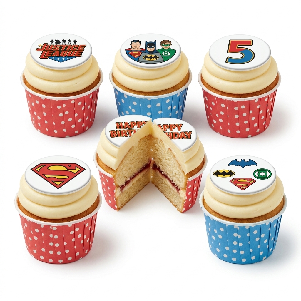 Justice League Superhero Birthday Cupcakes