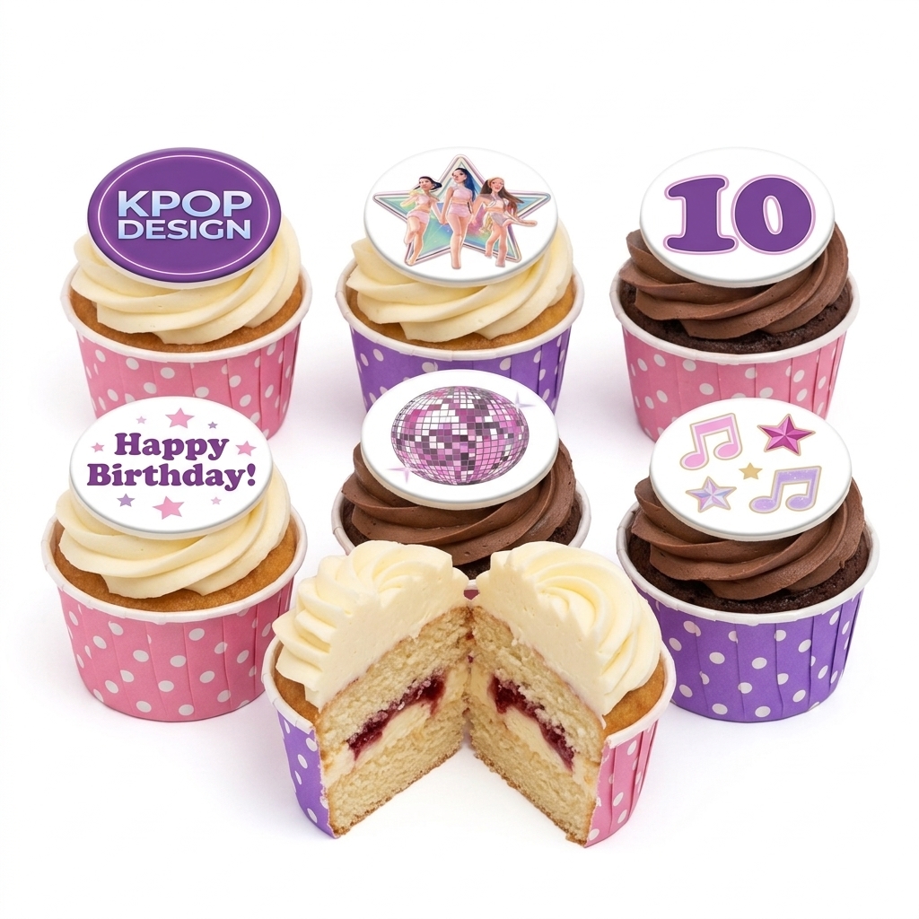 K-Pop Birthday Cupcakes with Custom Age Topper