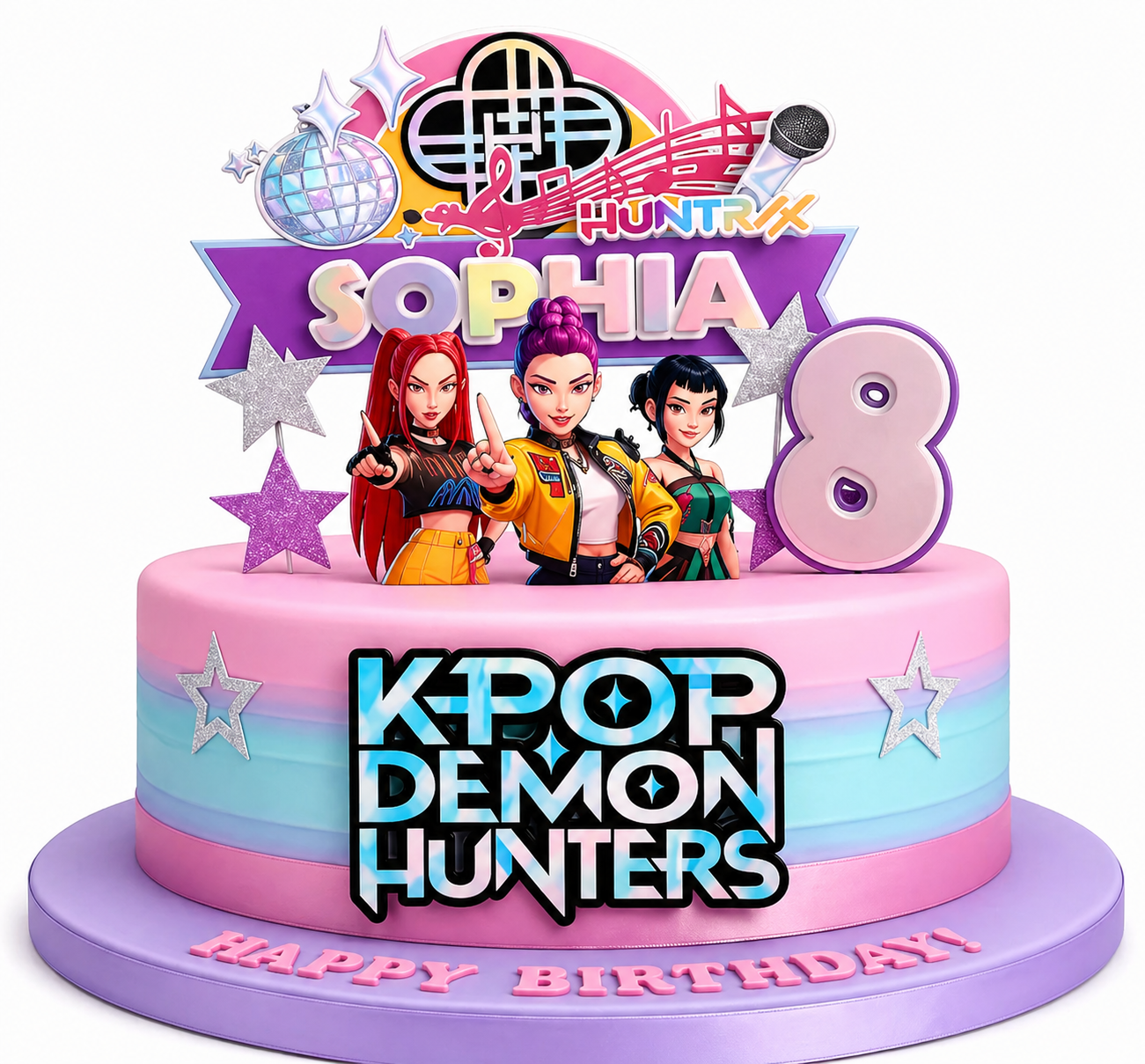 K-Pop Demon Hunters Birthday Cake with Custom Age