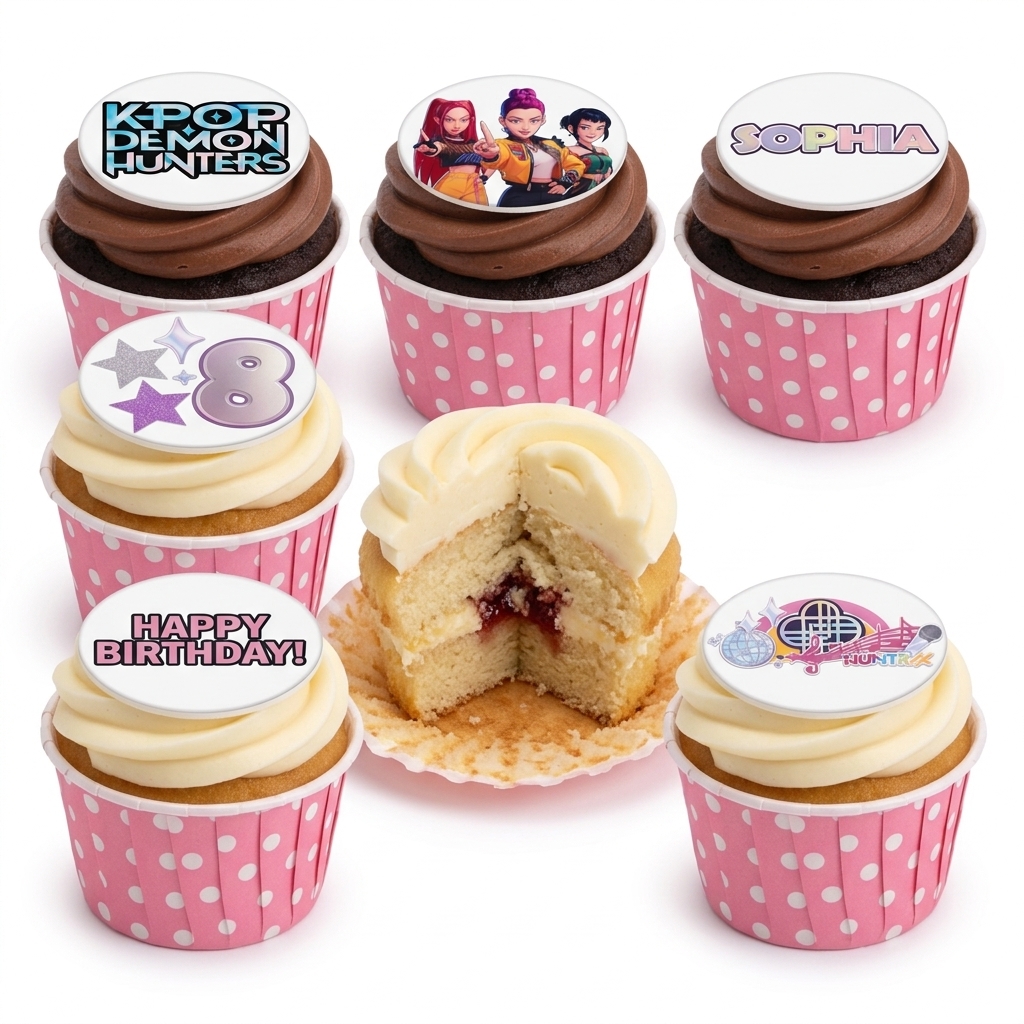 K-Pop Demon Hunters Birthday Cupcakes