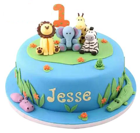 Jungle Themed Birthday Cake For Kids