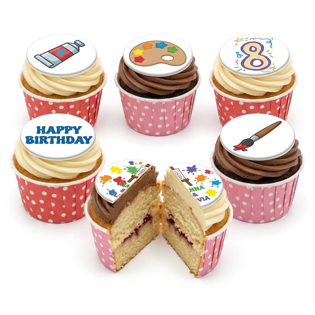Art Theme Birthday Cupcakes for Kids