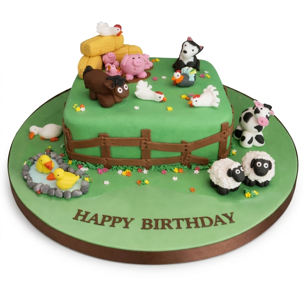 Farm Animals Birthday Cake