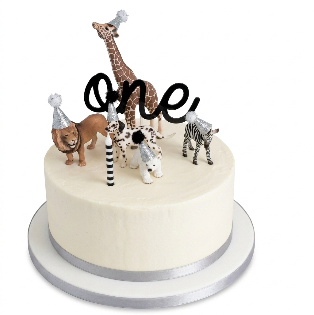 Jungle Animals 1st Birthday Cake