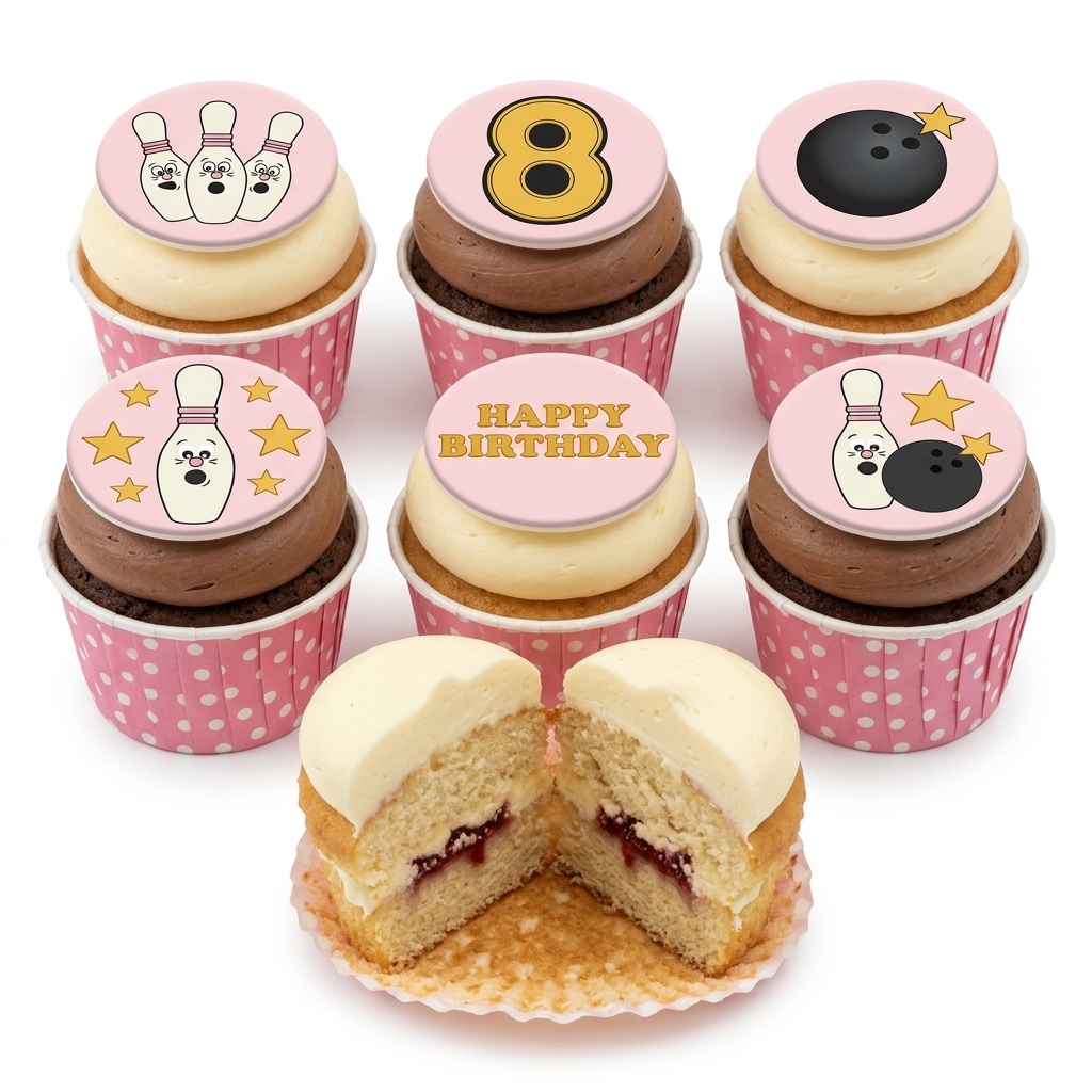 Bowling Birthday Cupcakes with Custom Age