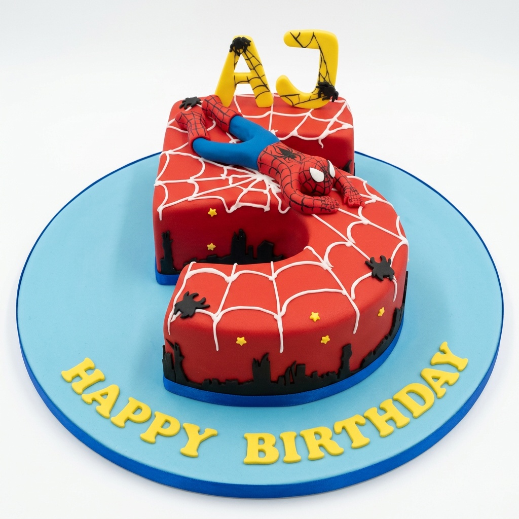 Spiderman Number Birthday Cake