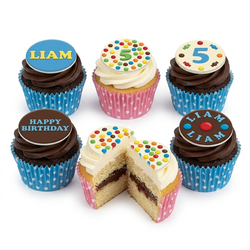 Colourful Sprinkle Kids Birthday Cupcakes with Custom Age