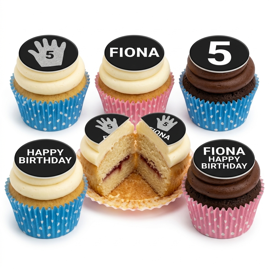 Personalised Kids Birthday Cupcakes with Custom Age Toppers