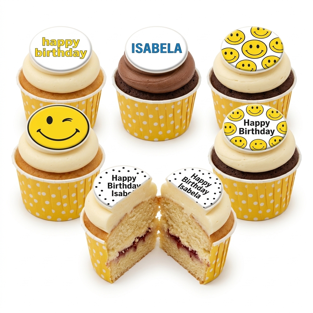 Smiley Face Personalised Birthday Cupcakes
