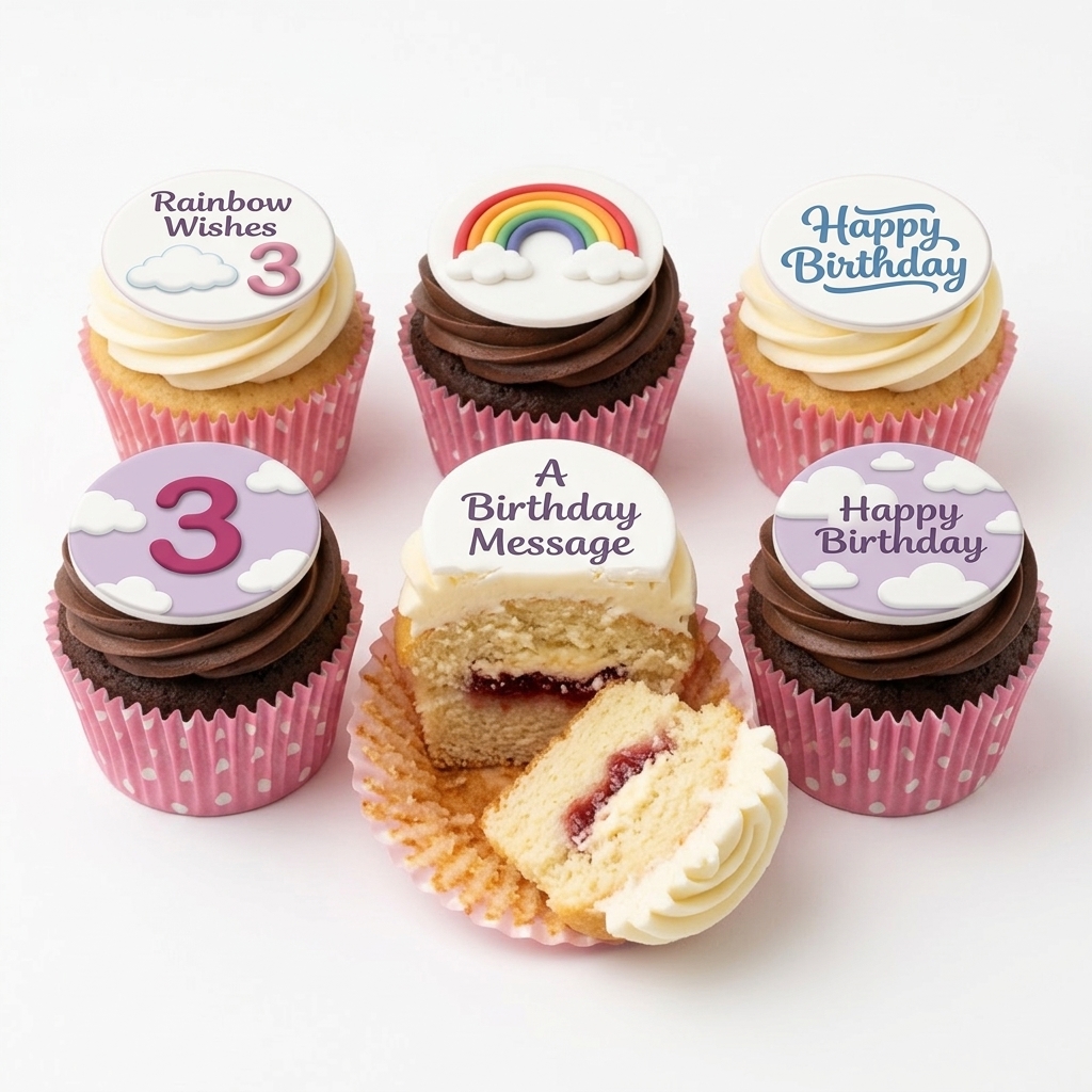Rainbow Birthday Cupcakes with Custom Age & Message