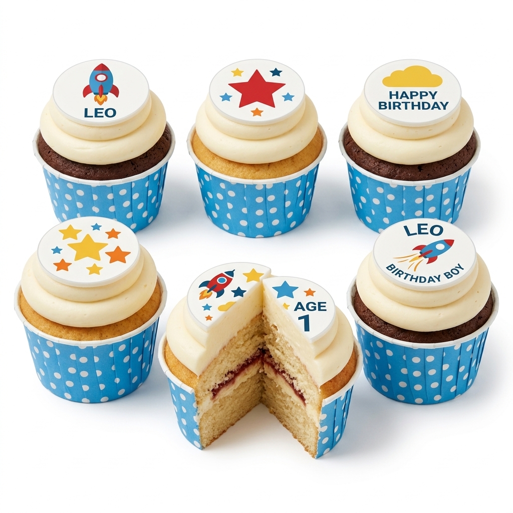 Rocket & Stars Kids Birthday Cupcakes