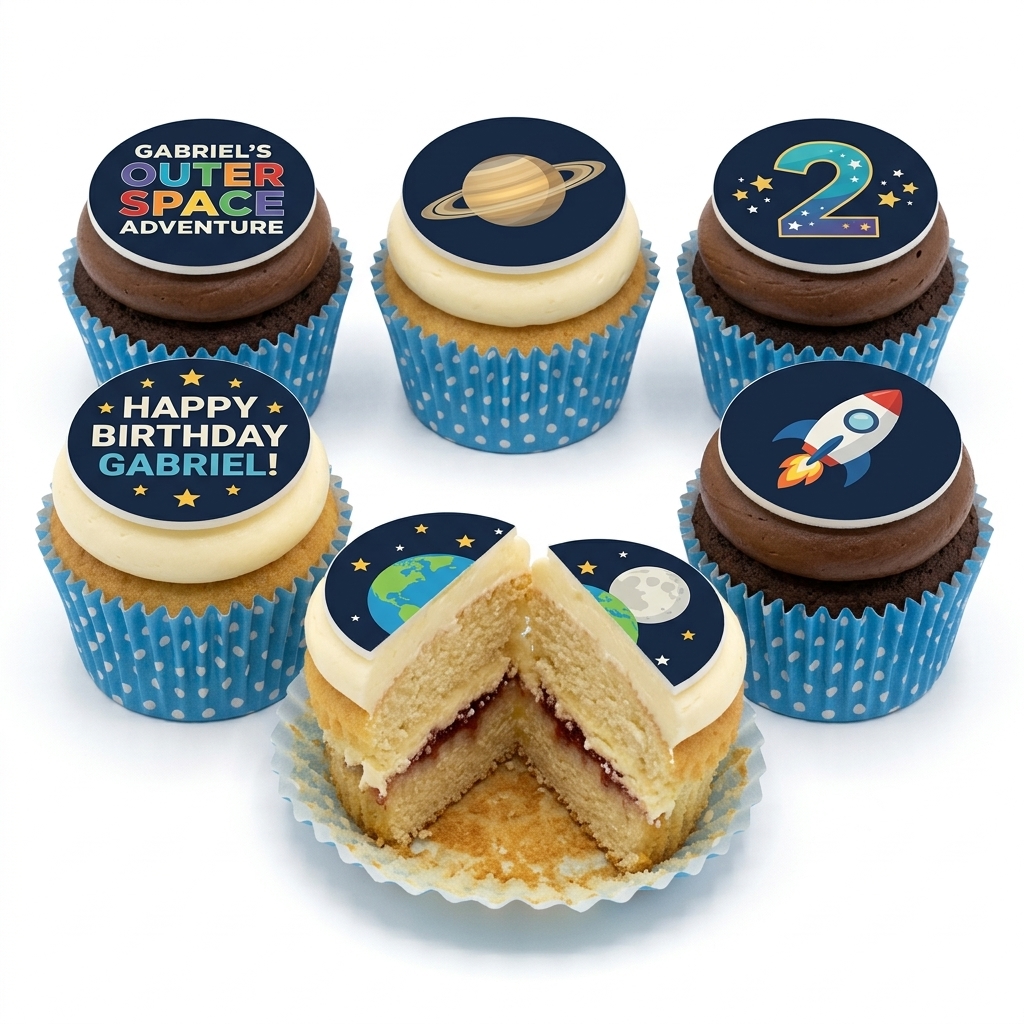 Kids Space Adventure Birthday Cupcakes with Custom Age