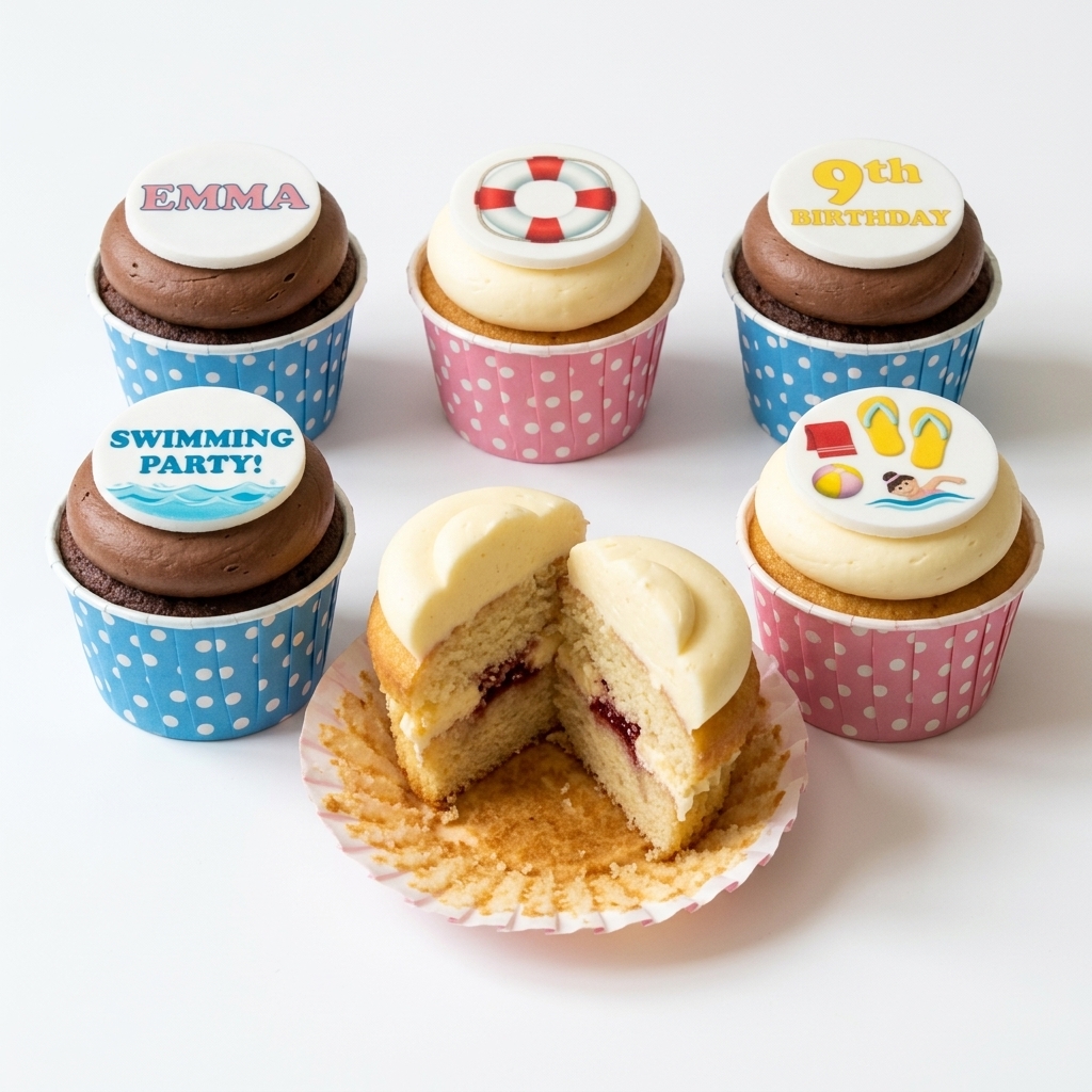 Swimming Theme Birthday Cupcakes for Kids
