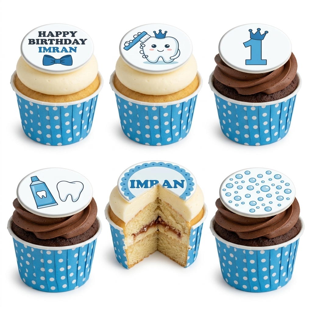 1st Birthday Cupcakes for Boys - Dental Theme