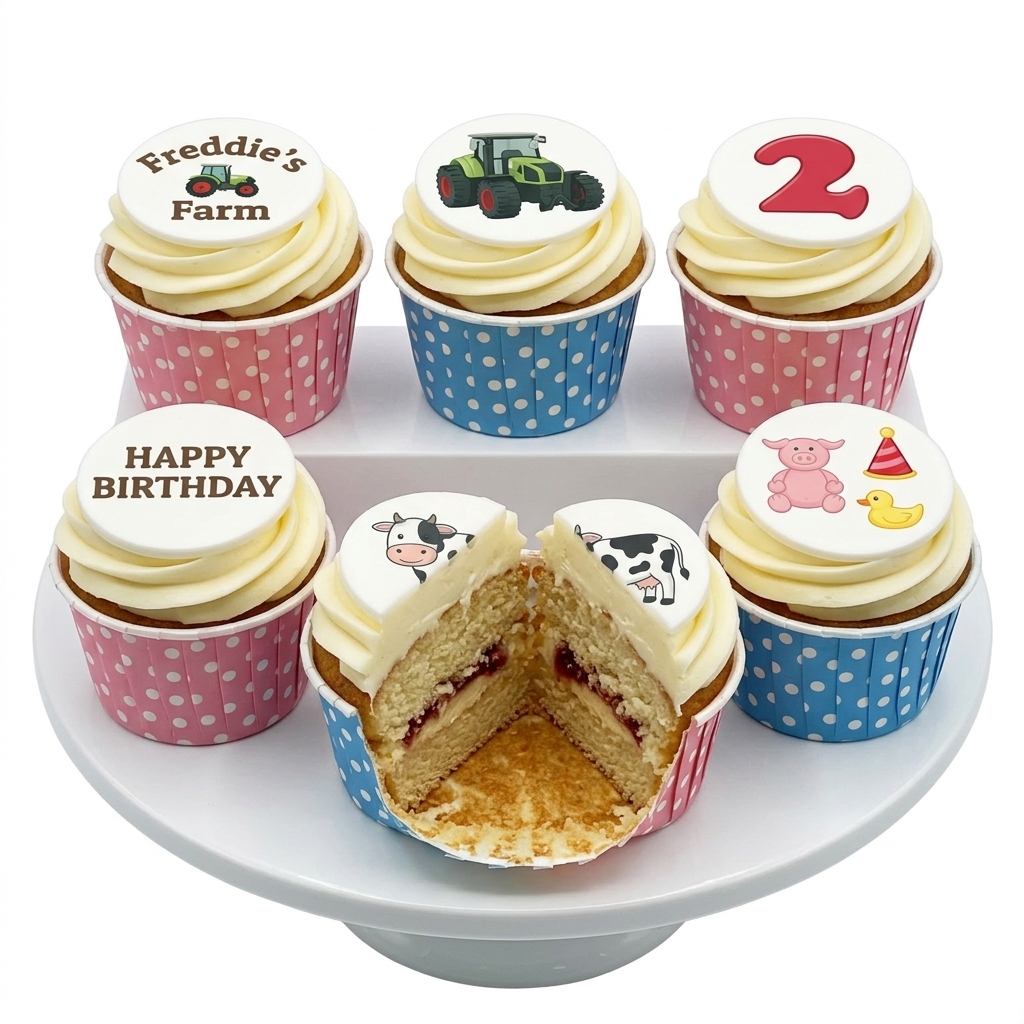 Farm Animal Birthday Cupcakes for Kids