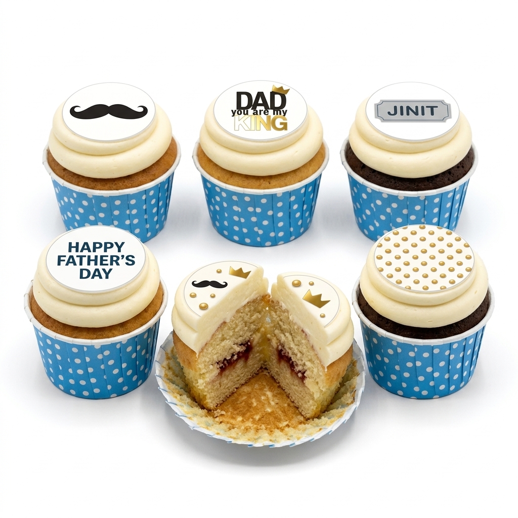 Dad's Birthday Cupcakes with Custom Toppers