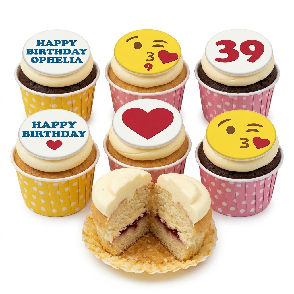 Personalised Emoji & Heart Birthday Cupcakes
