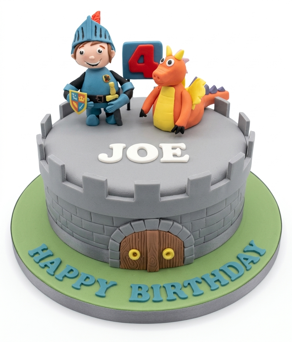 Knight & Dragon Castle Birthday Cake