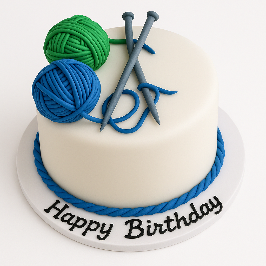 Knitting themed Cake