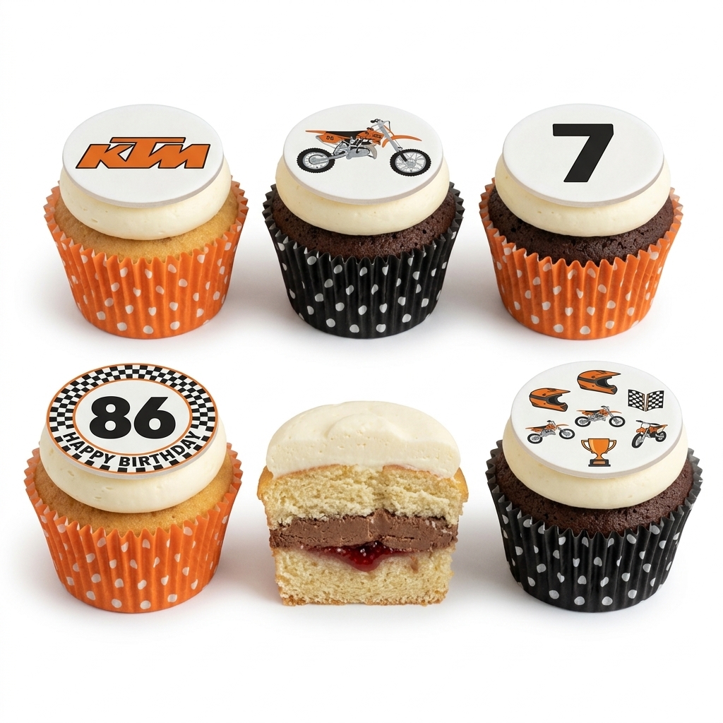 Motocross Dirt Bike Birthday Cupcakes with Custom Age